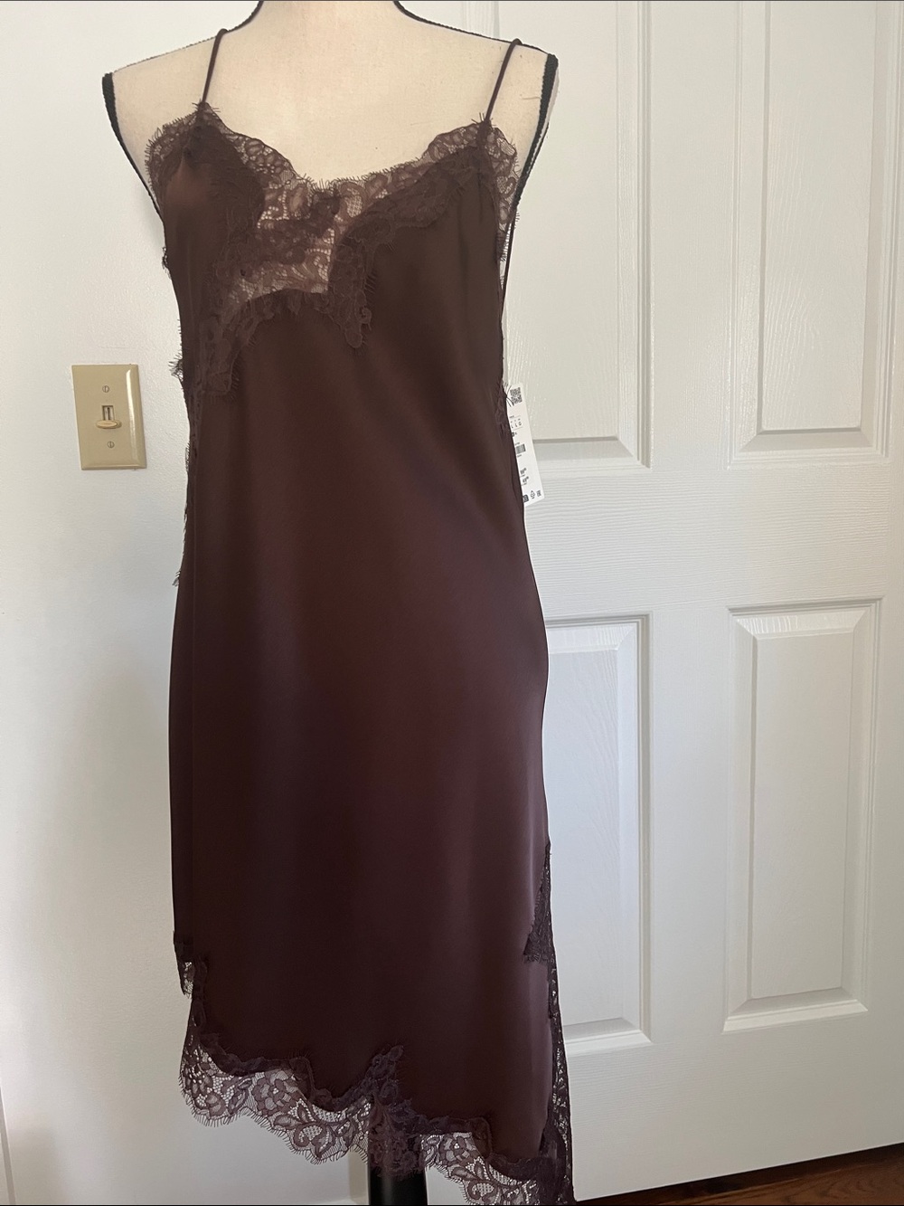 Women's Lace-Trim topin Dark Brown